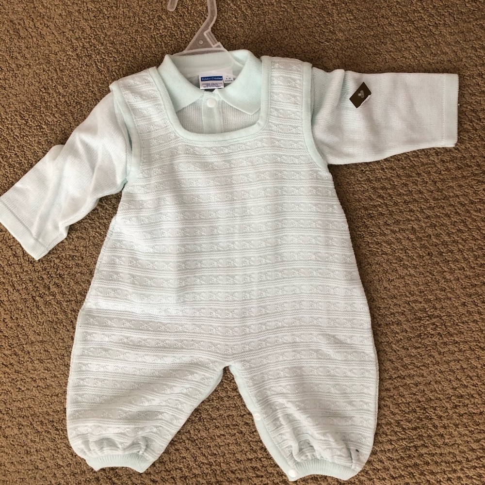 Light knit mint green two piece outfit size 6-12mo